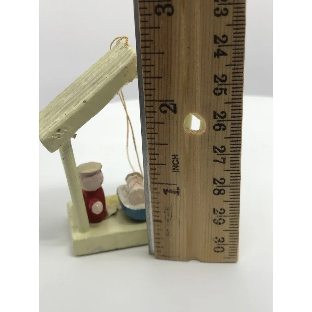 Vintage Wooden Hand Painted Nativity Christmas Ornament 2.5